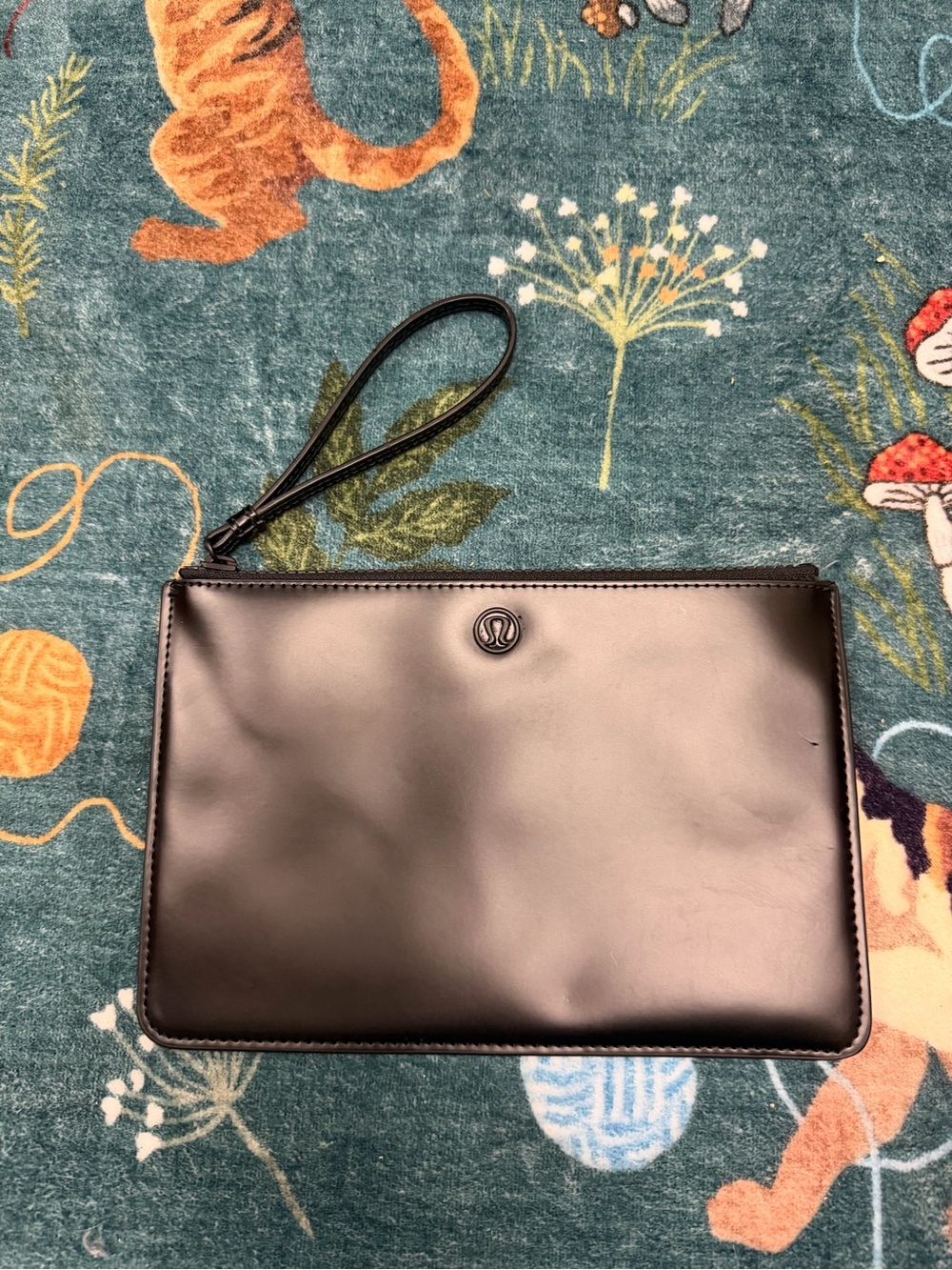 lululemon Black Leather Wristlet Clutch with Strap